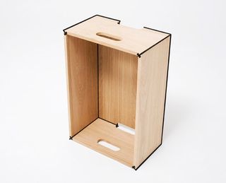 Vertical wooden box with white background