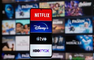 Netflix, Disney Plus, Apple TV, HBO Max on a phone