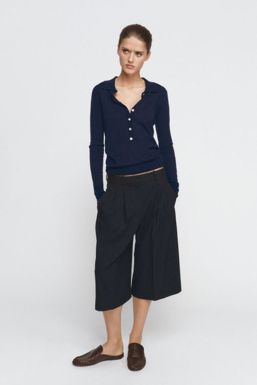 Fine Knit Wool Polo Shirt