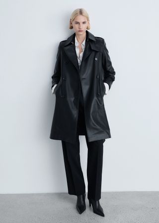 Leather-Effect Trench Coat - Women | Mango Usa