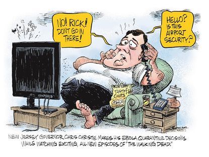 Political cartoon Chris Christie Ebola quarantine