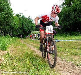 Max Plaxton (Specialized) on his way to his first World Cup podium