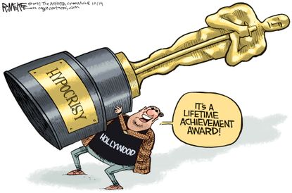 Political cartoon U.S. Weinstein Hollywood hypocrisy