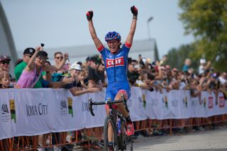 Katerina Nash (Clif Pro Team) celebrates the win