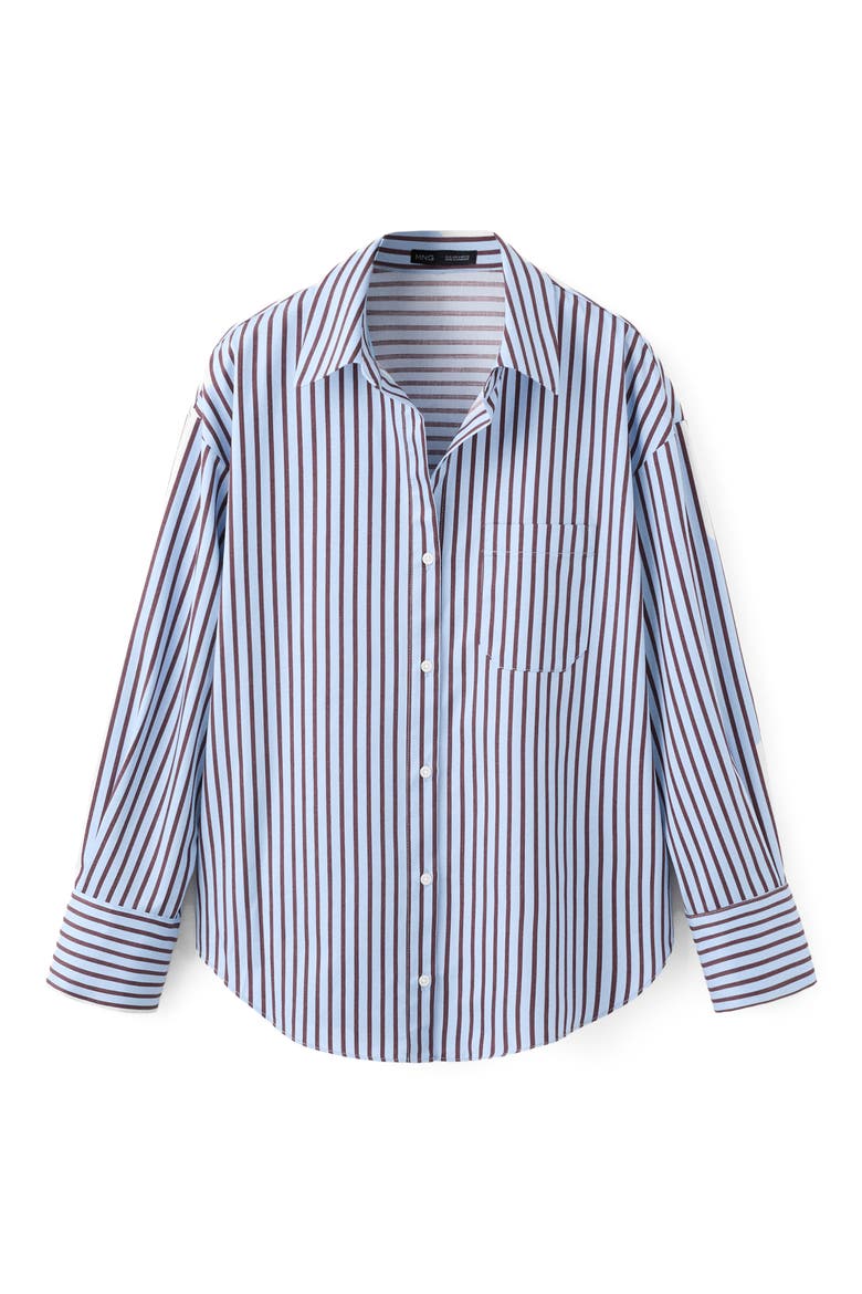 Stripe Cotton Blend Button-Up Shirt