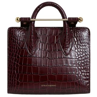 Strathberry Nano Tote in Burgundy Croc