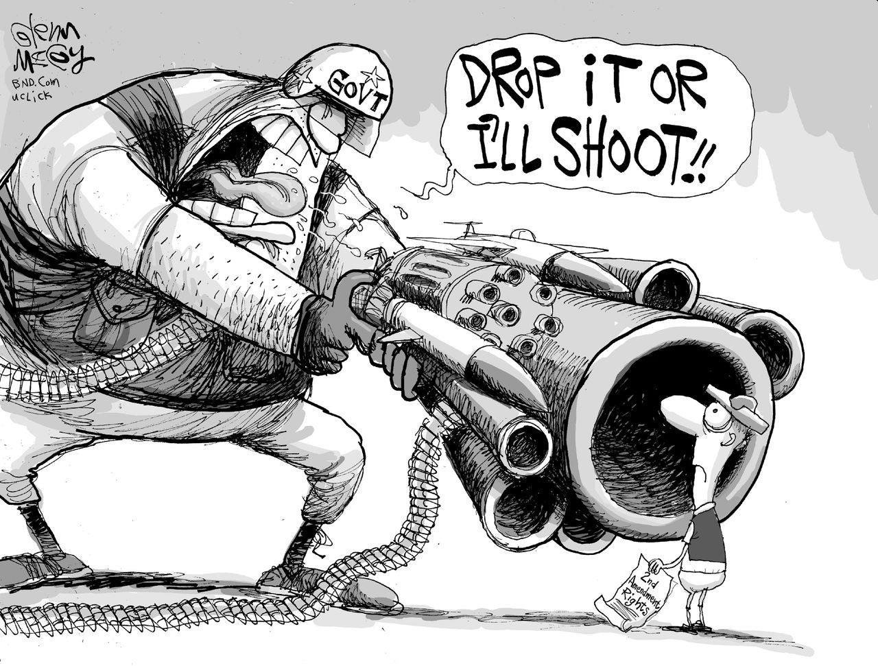 Political cartoon U.S. Guns Second Amendment