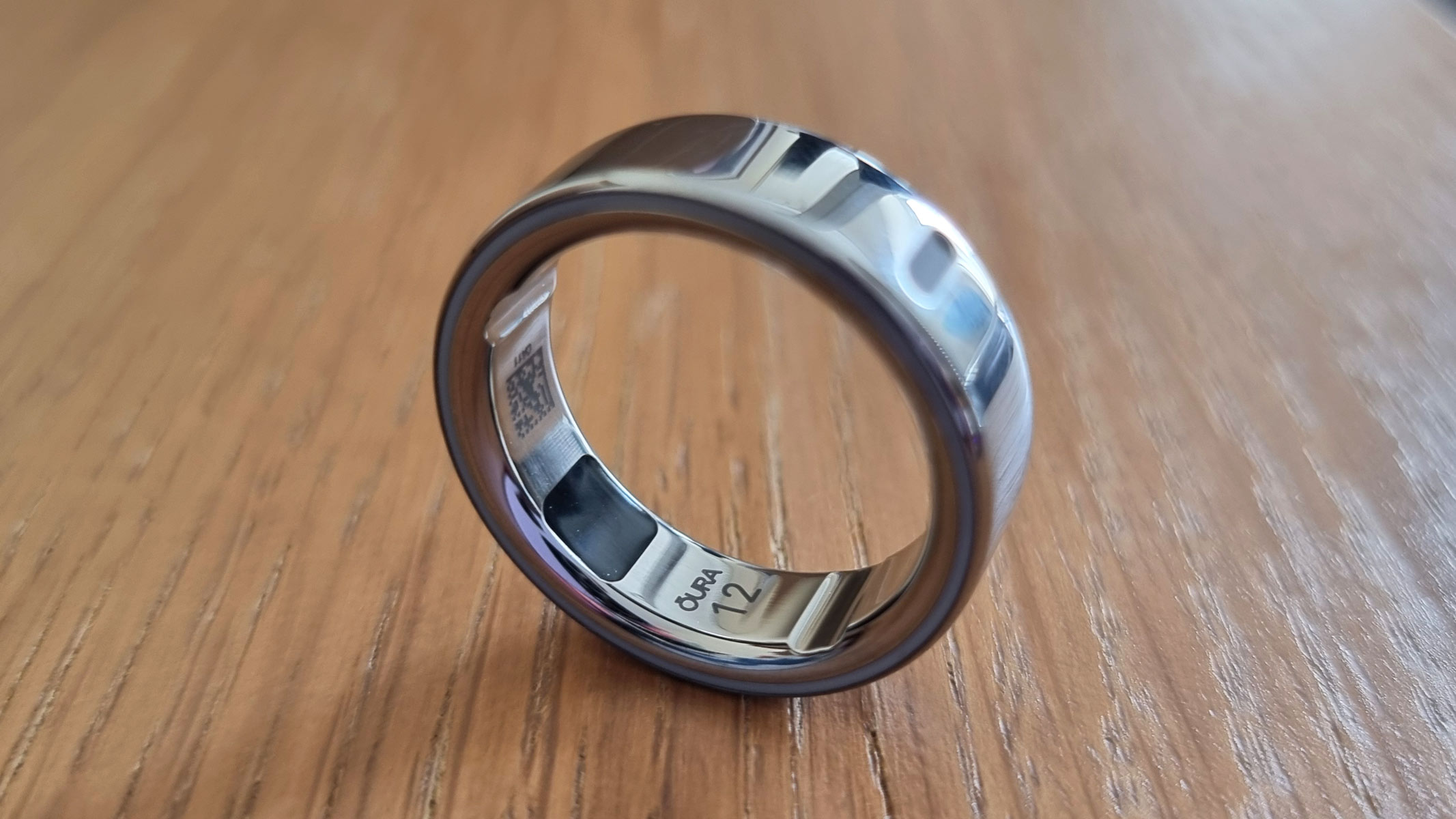 A close-up picture of the inner side of the Oura Ring Gen 4 