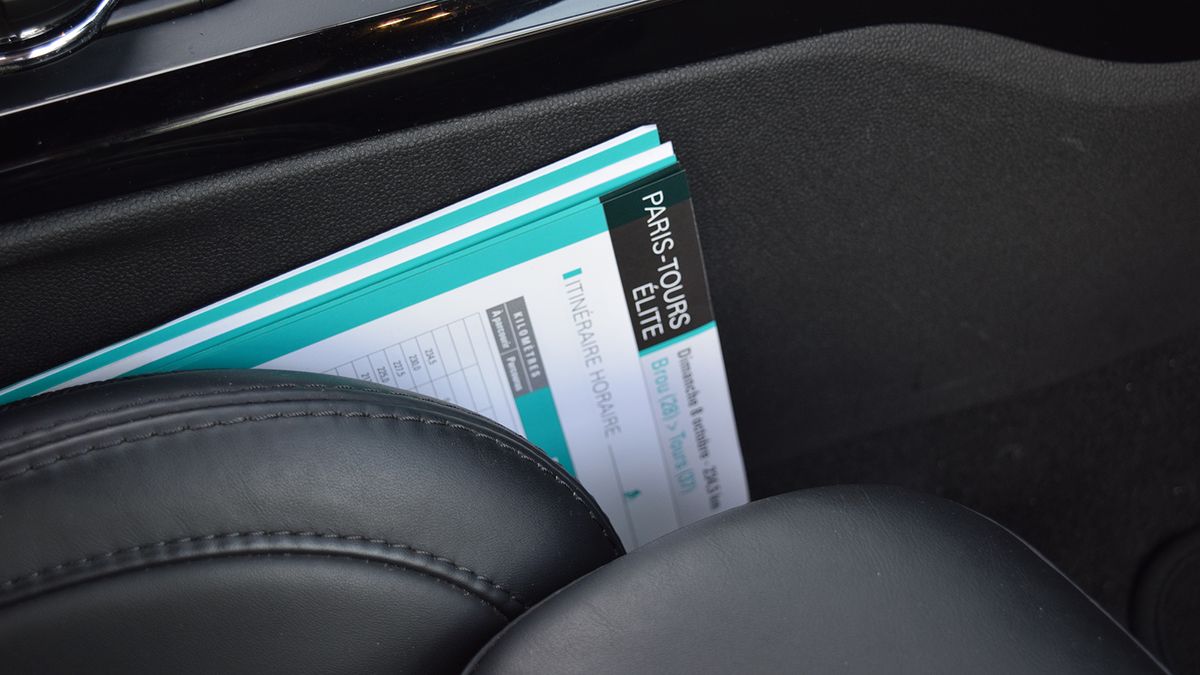 The Paris-Tours race book still sits in the car from the previous week's racing