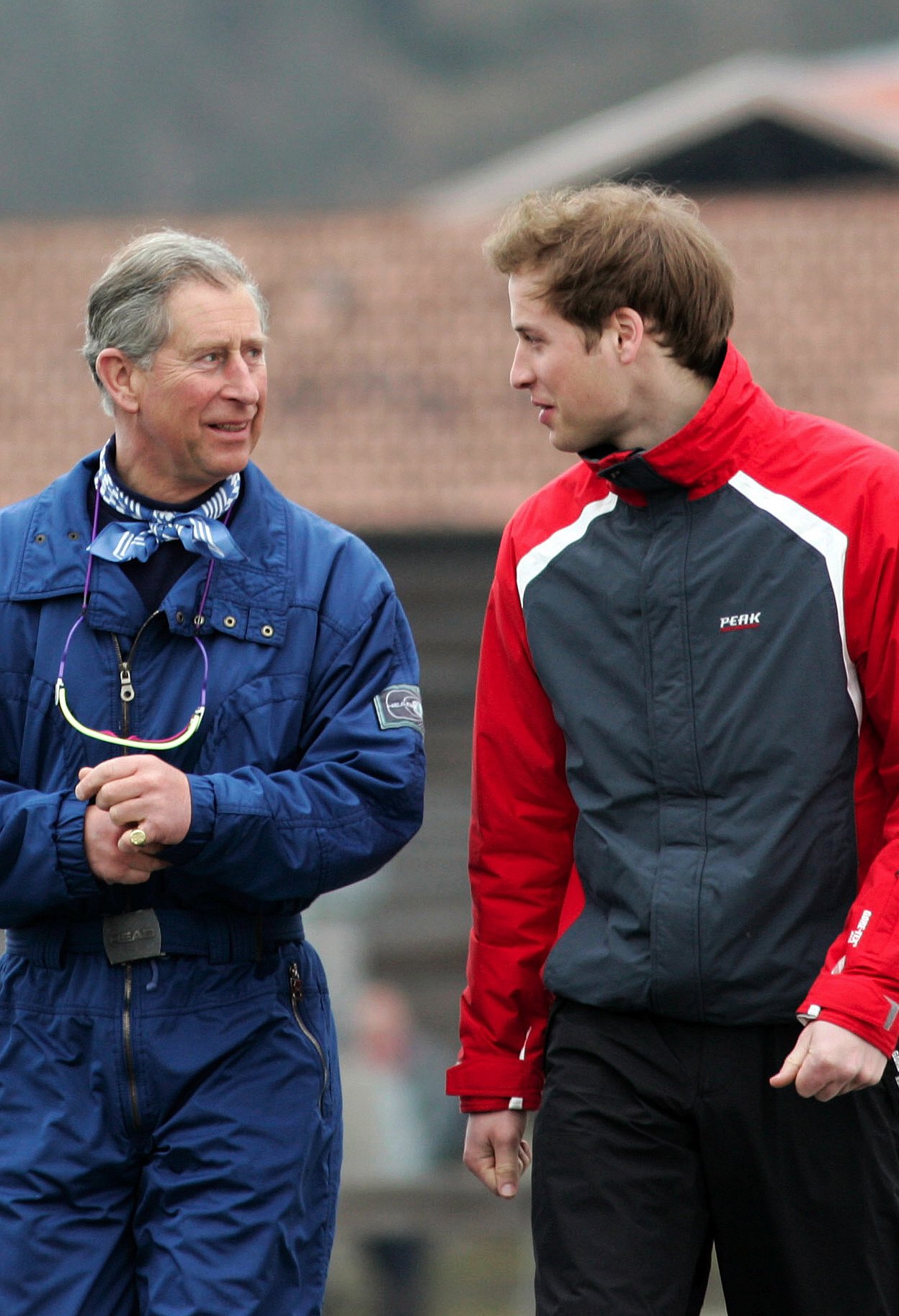 King Charles and Prince William in ski clothing