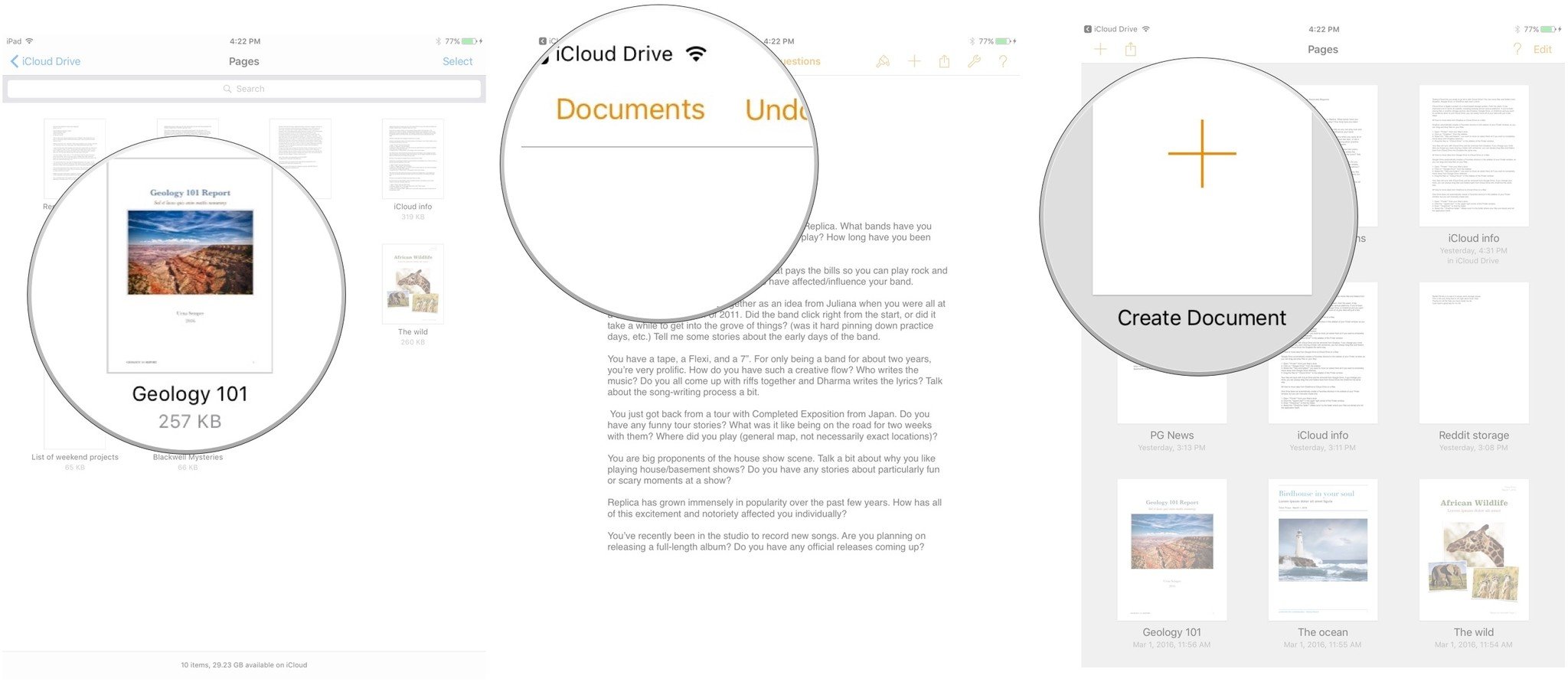Create documents in iCloud Drive