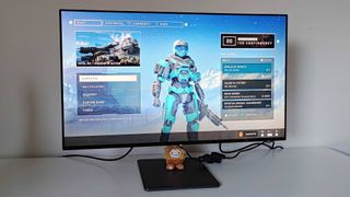 Dough Spectrum One Gorilla Glass gaming monitor with Halo Infinite multiplayer menu on screen