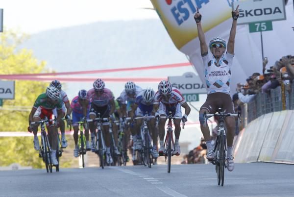 John Gadret (AG2r) takes the stage after a fine solo move