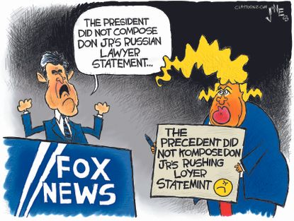 Political cartoon U.S. Fox News Trump Jr. Russia collusion statement