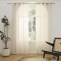 Beige voile sheer curtains, 50% off