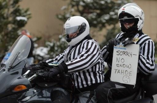 The news that no-one wanted to hear is conveyed on the motorbikes.
