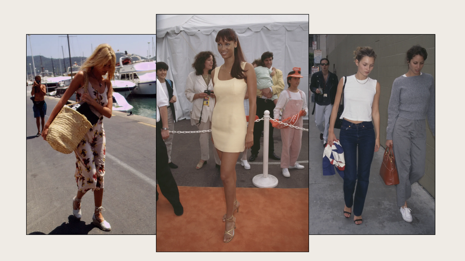 An image of '90s celebrity summer outfits.