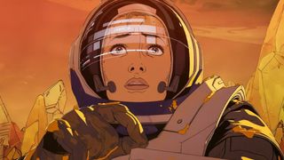 The future of animation is shown by a female astronaut illustration