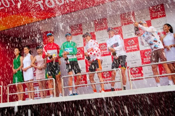 The leaders of the races on the podium