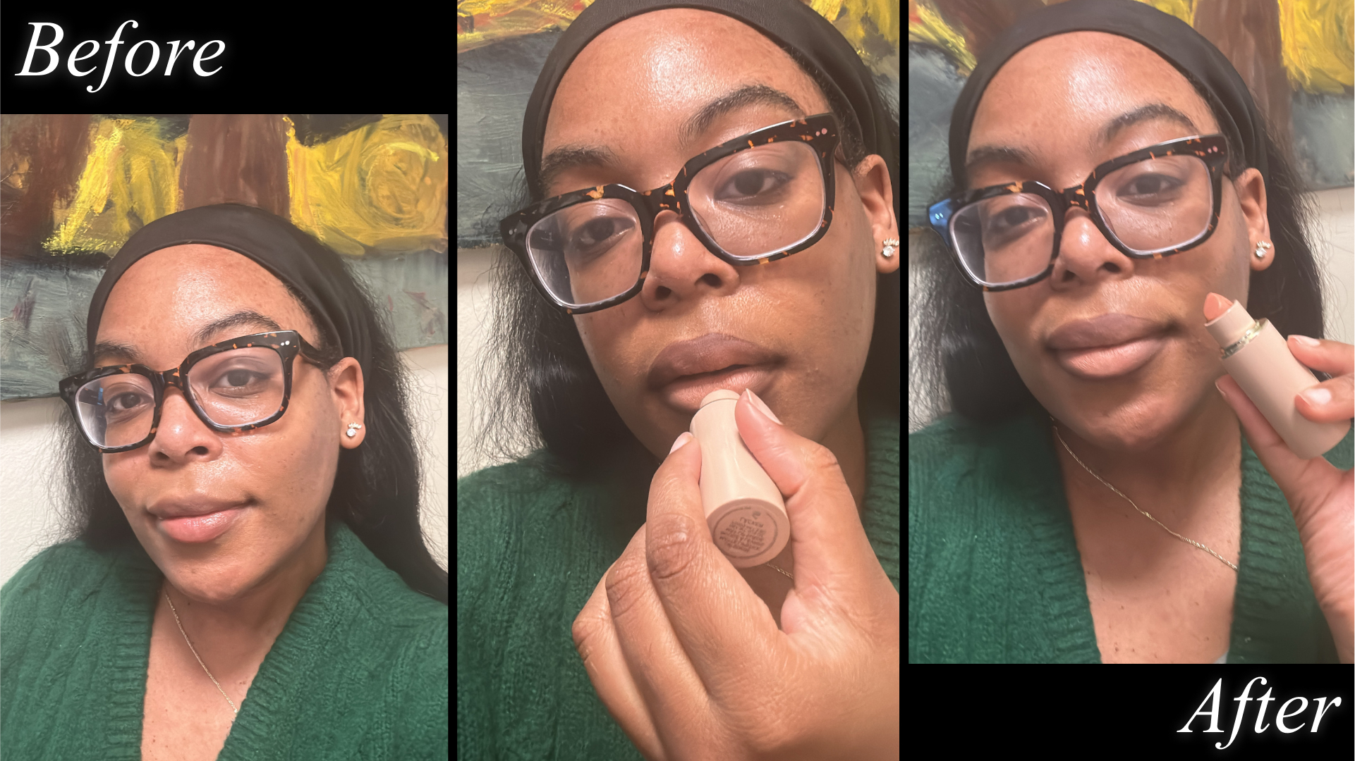 Ariel Baker testing Westman Atelier Lip Suede Matte Lipstick in Läcker