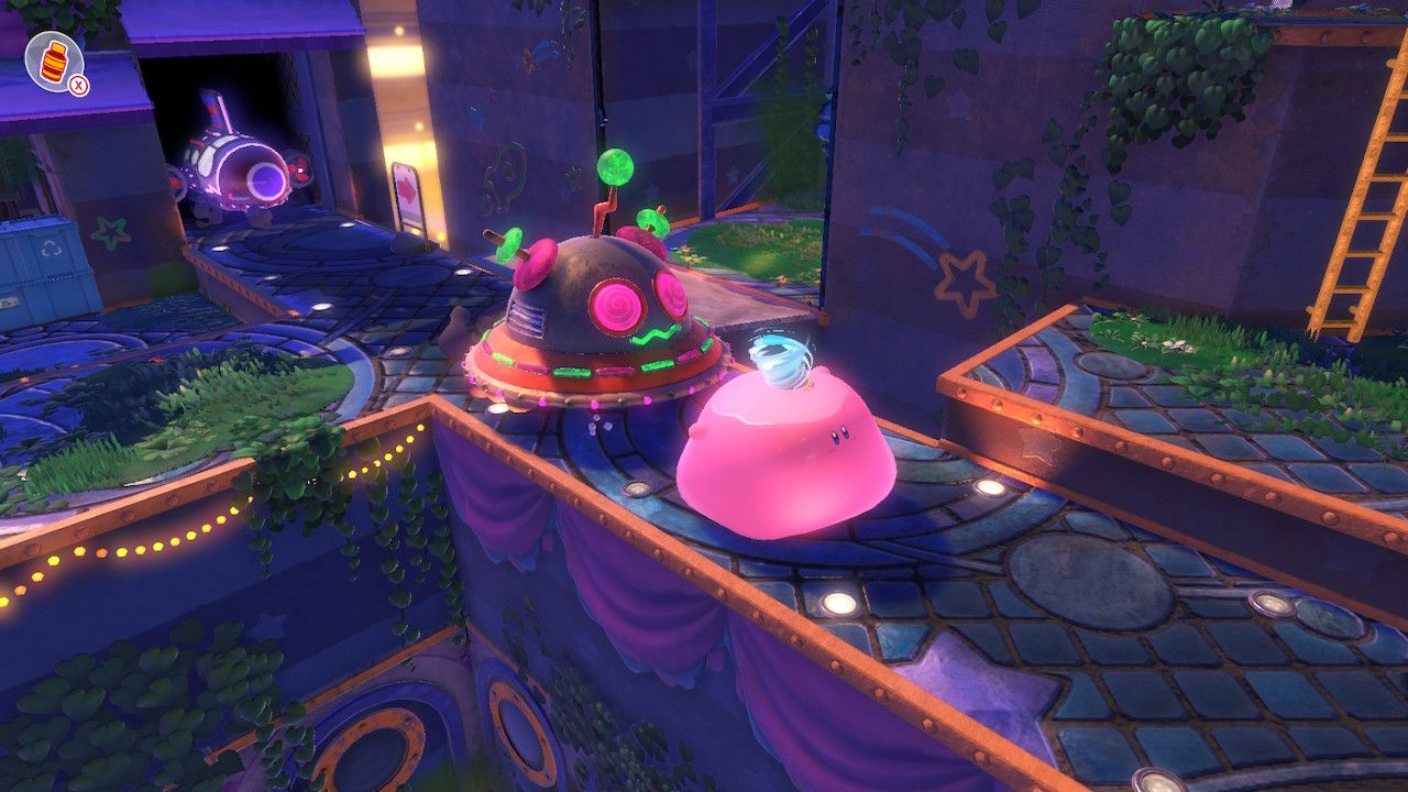 Kirby with water in Wondaria Remains in Kirby and the Forgotten Land