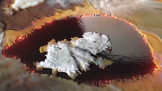 A visualization of the glass lava lake spotted on Jupiter's volcanic moon Io
