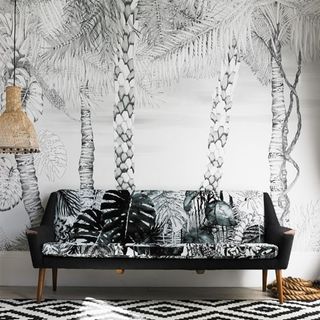 illustrated wall with sofa