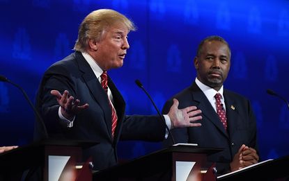 Donald Trump and Ben Carson at the third Republican debate hosted by NBC.