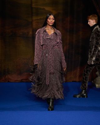 A model walks in the Burberry fall/winter 2025 runway show during London Fashion Week.