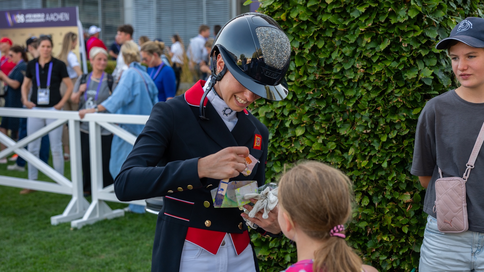 Charlotte FRY [GBR] posing for a photo - Dressage Team Final &amp;amp; Ind.Qualifier at the FEI World Championships 2026, Aachen, Germany, 12th of August 2026. PC (C) FEI/&amp;#321;ukasz Kowalski
