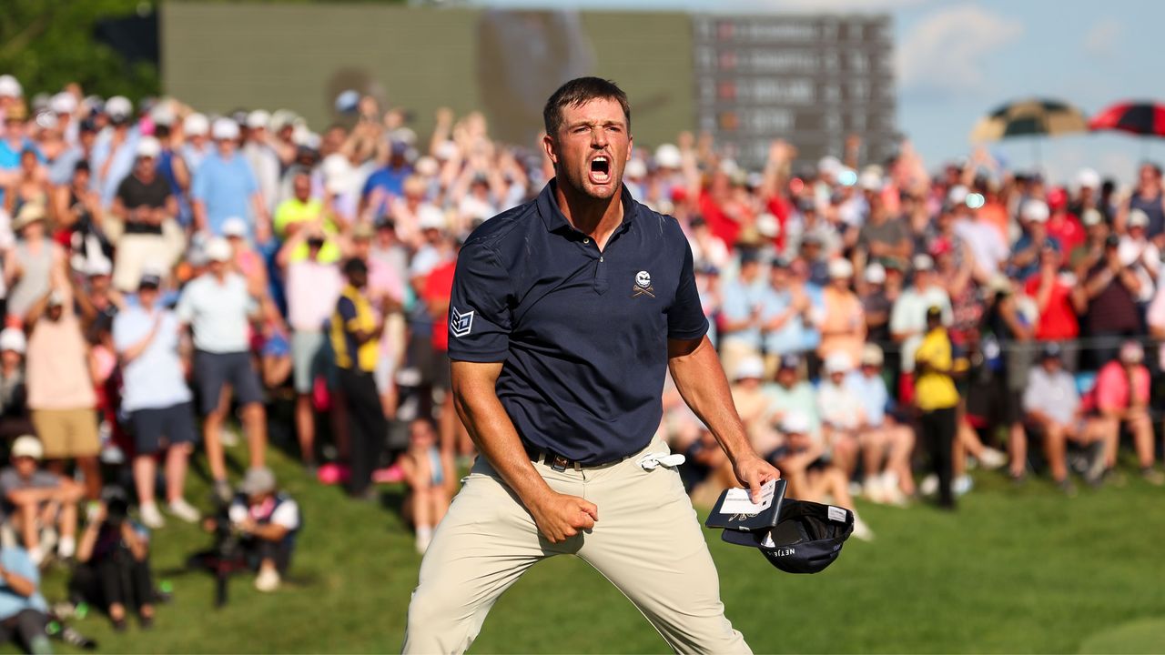 bryson dechambeau celebrating pga championship