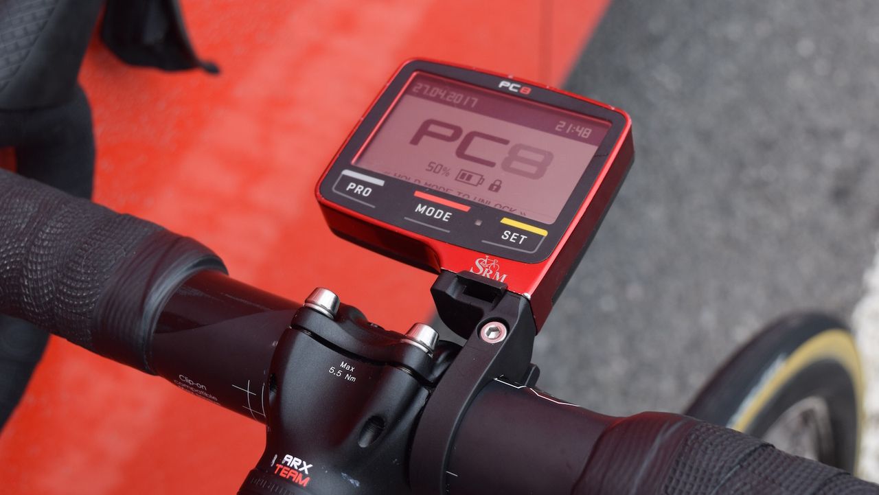 SRM's power meter is paired with the PC-8 head unit