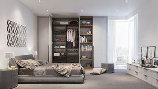 bedroom with bespoke built in wardrobes perfect for optimising space by metro wardrobes