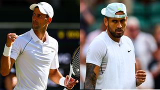 Split picture of Novak Djokovic and Nick Kyrgios ahead of their men's singles final at Wimbledon 2022