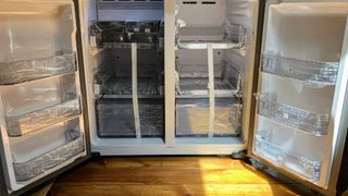 Samsung RF29DB9900QDAA Bespoke 29 Cu. Ft. 4-Door Flex French Door Smart Refrigerator being tested in writer's home