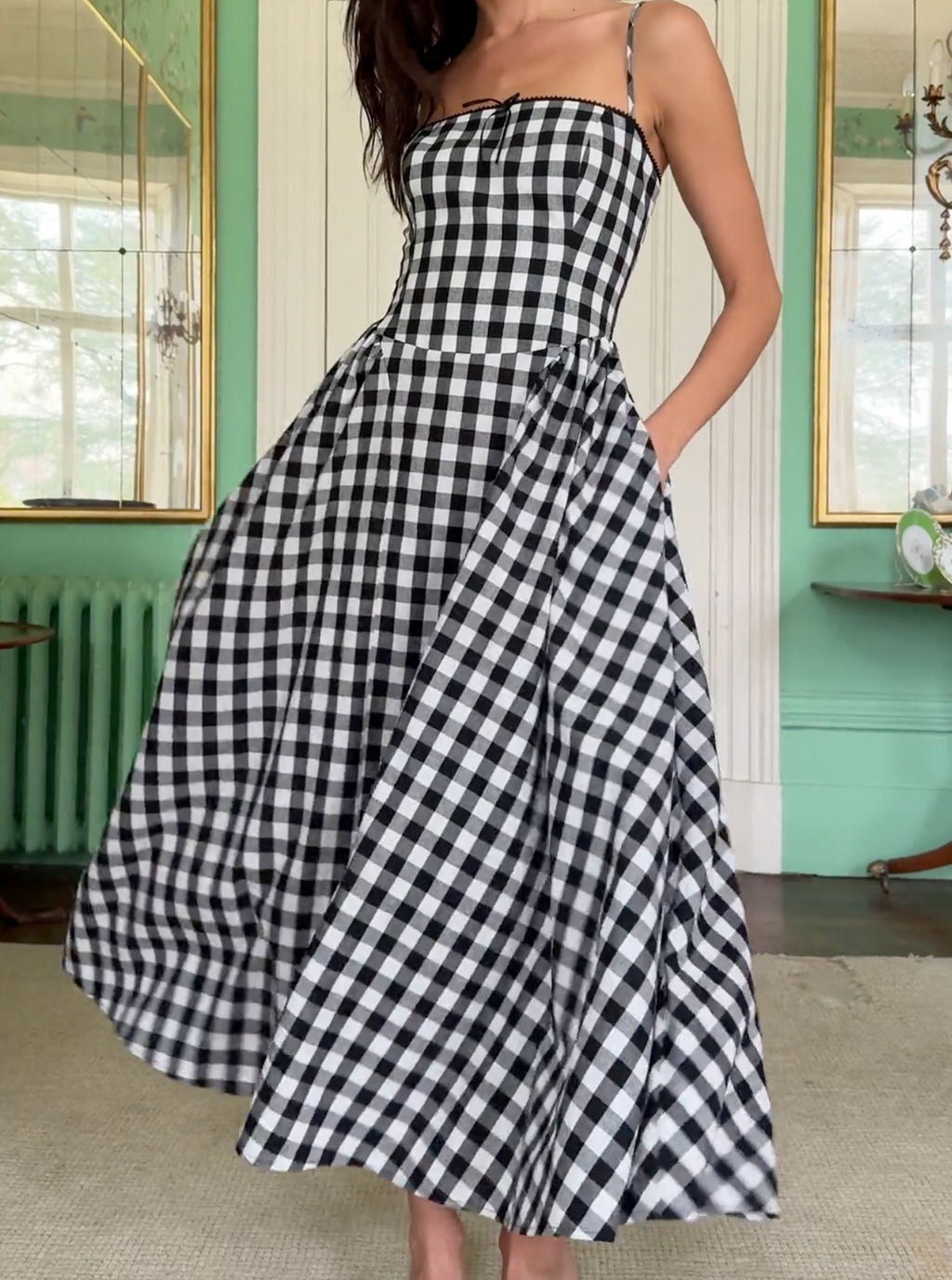 Sabrina Gingham Linen Blend Dress
