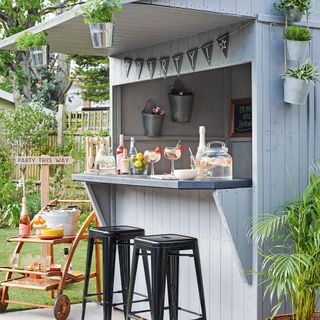 outdoor party space with cocktail counter