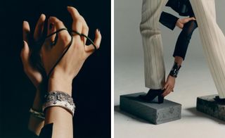 Macri bracelet and Opera cuff by Buccellati and ‘Elsa Peretti Bone’ cuff by Tiffany & Co