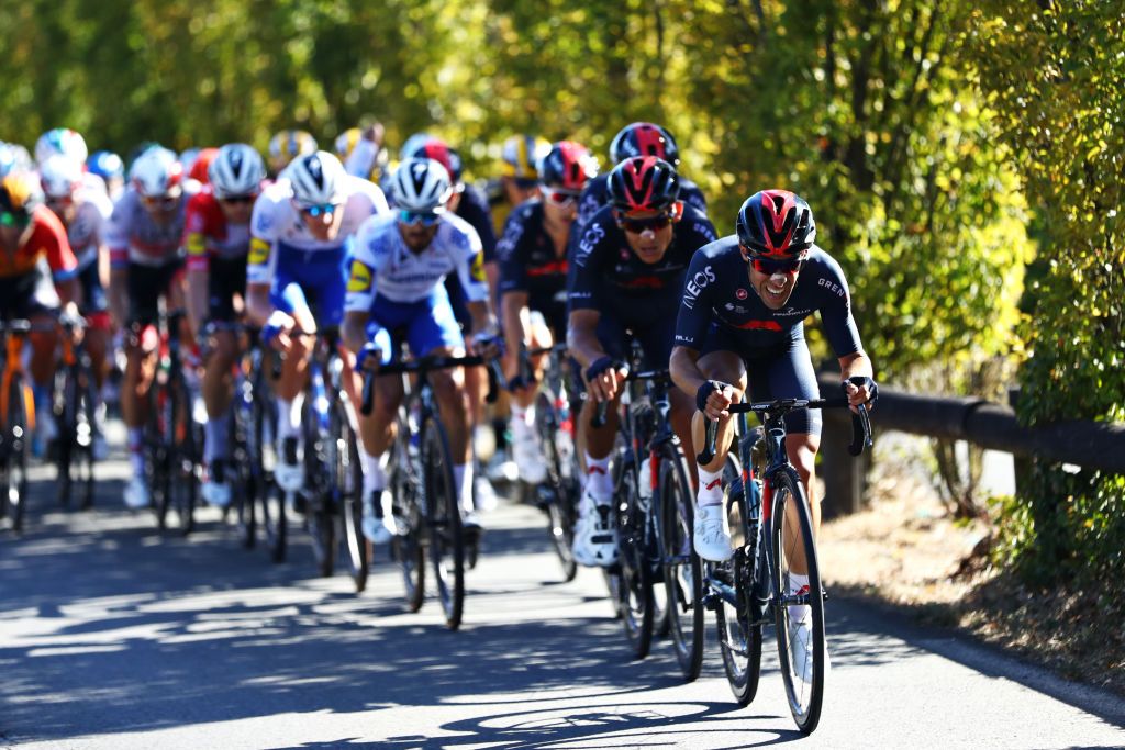 Ineos Grenadiers lead the peloton at the Tour de France