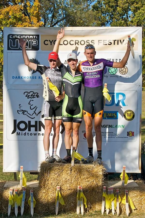 The podium: Tristan Schouten, Jeremey Powers and Ryan Trebon