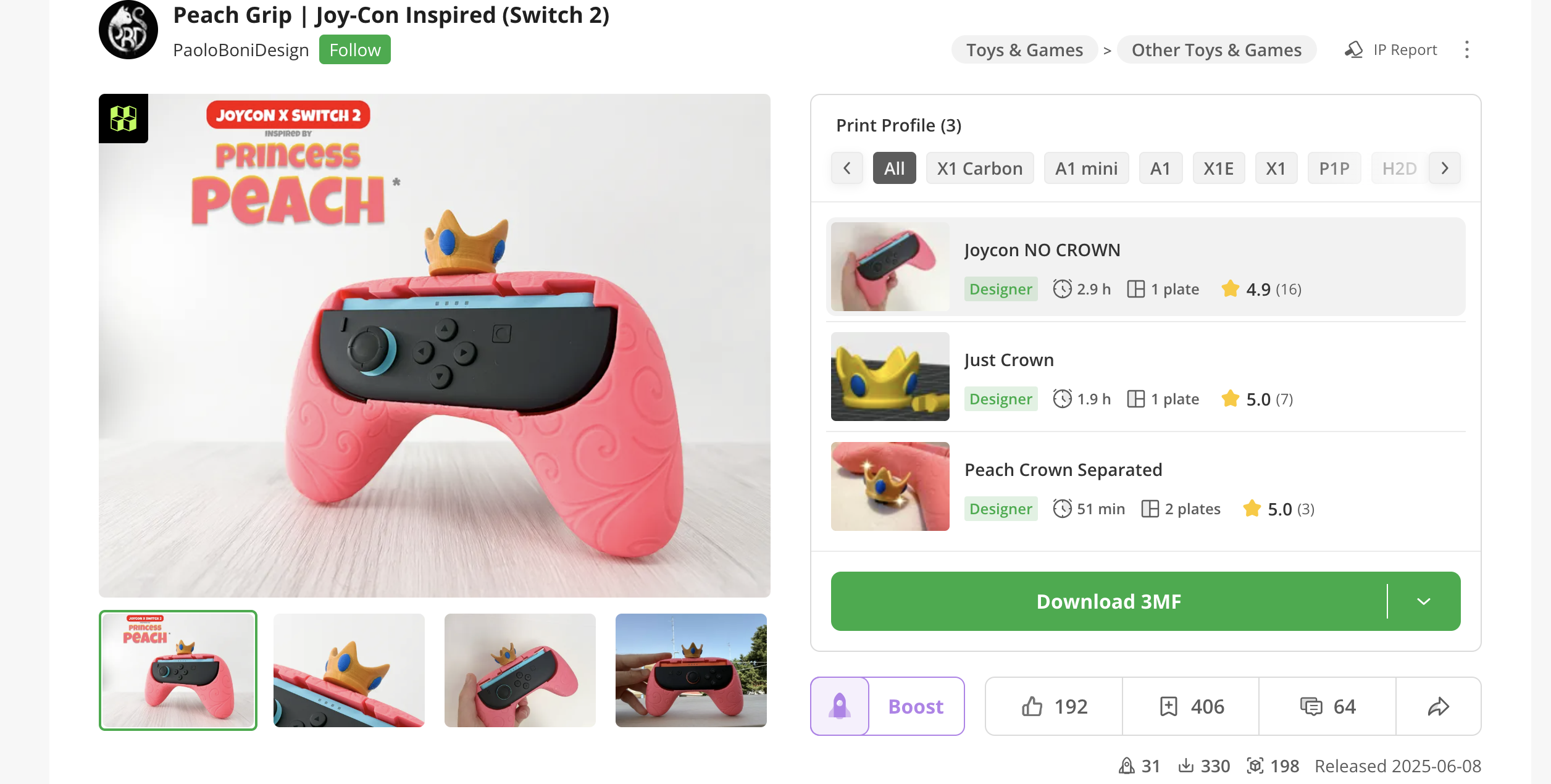 3D printed Switch 2 grips