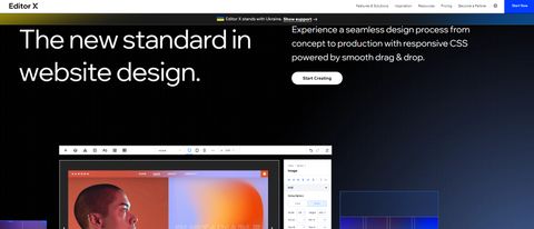 Editor X homepage screenshot