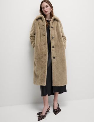 Faux Fur Collared Longline Coat