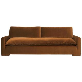 A rust-colored sofa