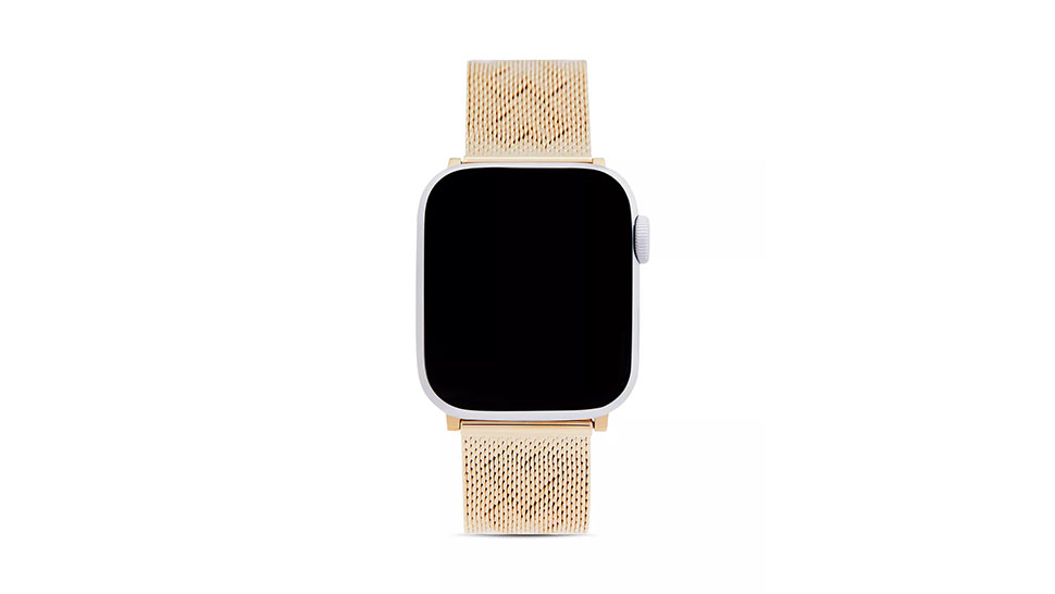 Rebecca Minkoff Apple Watch Gold-Tone Heart-Pressed Mesh Bracelet