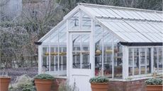 Glasshouse on a frosty day