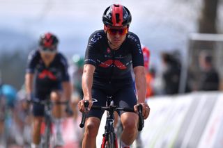 MUR DE HUY BELGIUM APRIL 21 Thomas Pidcock of United Kingdom and Team INEOS Grenadiers on arrival during the 85th La Fleche Wallonne 2021 Men Elite a 1936km race from Charleroi to Mur de Huy 204m FlecheWallonne on April 21 2021 in Mur de Huy Belgium Photo by Luc ClaessenGetty Images