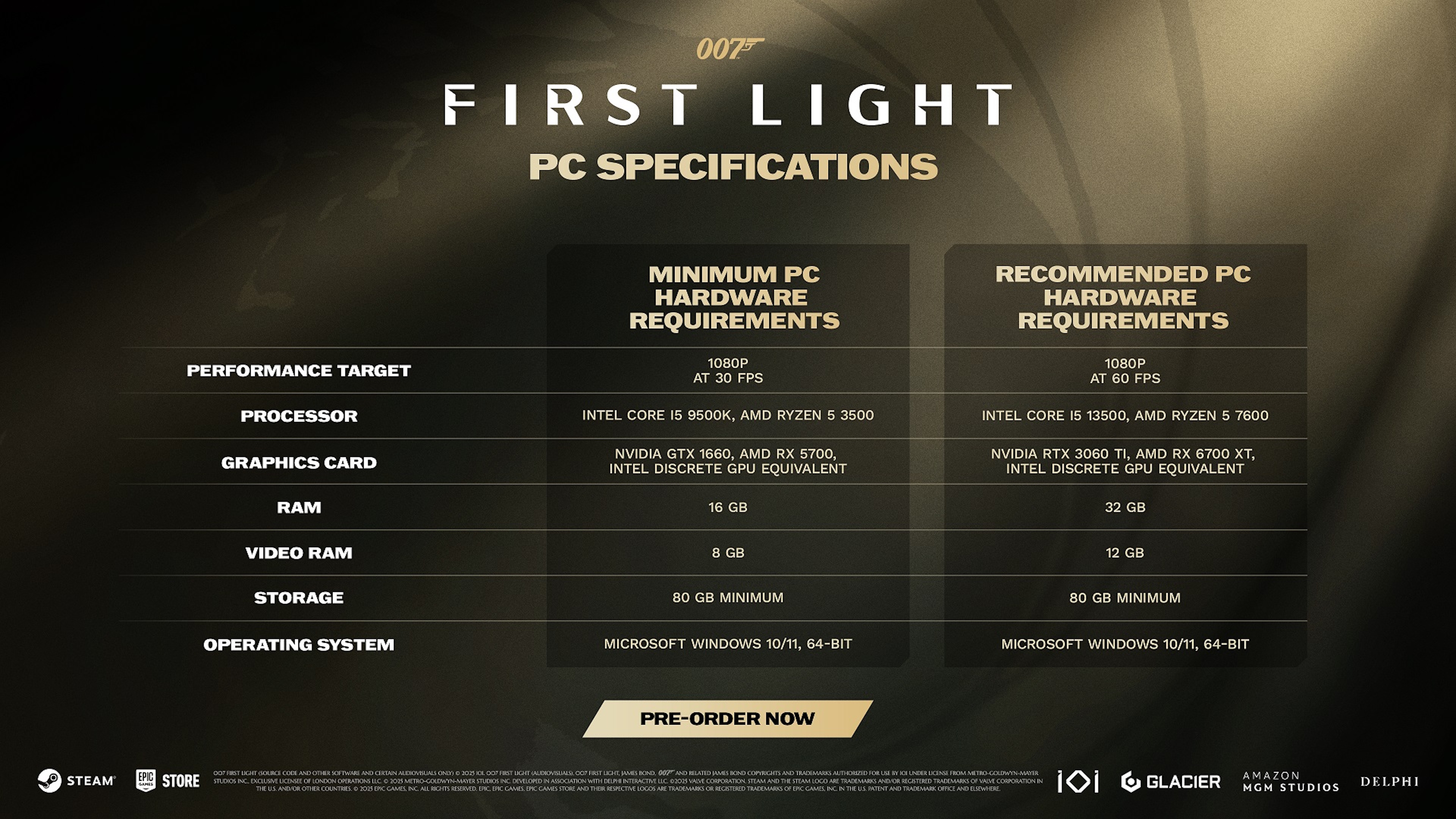 007 First Light updated PC system requirements