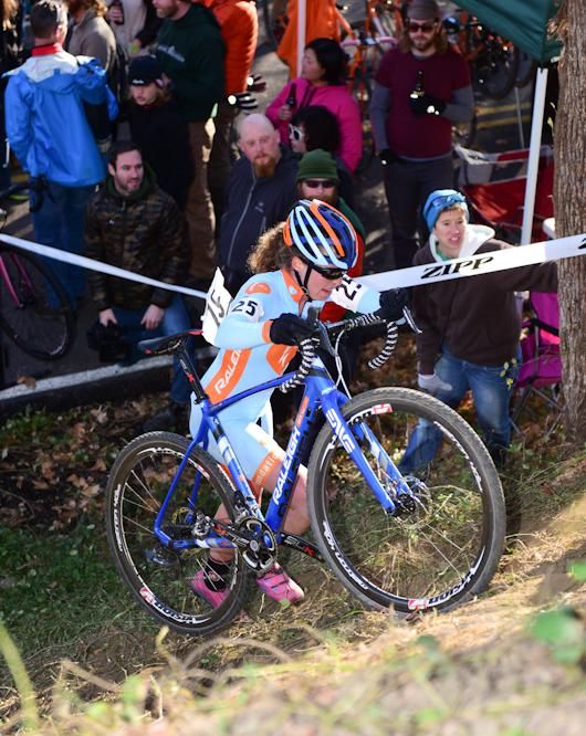 Erica Zaveta (Amy D Racing) starting up the steep run-up