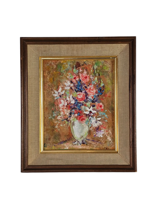 Still Life Oil on Board Floral Painting 
